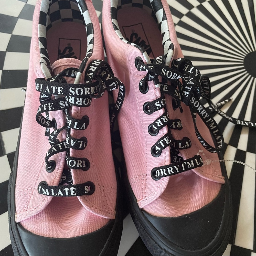 Lazy Oaf x Vans “Sorry I’m Late” pink shoes